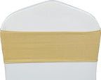VDS Pack of 125 PCS | Metallic Gold | Spandex Chair Sashes Bows without Buckle | Stretch Elastic Banquet Universal Folding Chair Band Tie with for Wedding Party Conference Celebration Event Decoration