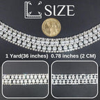 PEARLY JUN 1 Yard Pearl Rhinestone Trim Chain Silver Crystal Fringe Diamond Applique Ribbon String Tassel Strip for Sewing Wedding Dress Crafting Crafts Flower Embellishments