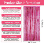 Picoway 4 Pack Pink Foil Fringe Tinsel Backdrop Curtains, Birthday Engagement Bachelorette Party Decorations, Photo Booth Props Door Streamers Curtain