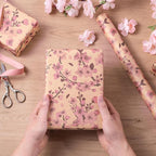 RUSPEPA Cherry Blossom Wrapping Paper Roll for Women Girls, Mini Roll, Pink Sakura Floral Kraft Gift Wrap Paper Perfect for Spring, Wedding, Birthday and Special Occasions, 17 Inches x 16.4 Feet