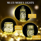 20 Pack Fairy Lights Battery Operated 60 Extra Batteries, 3 Modes 6.5ft 20 LED Mini String Lights, Waterproof Silver Wire Firefly Starry Lights for DIY Wedding Christmas Party, Warm White