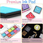 MOYBMG 20 Colors Washable Ink Pads for Kids Rubber Stamps, Fingerprint Crafts Stamp Pad for Kids, Paper, Scrapbook, Fabric, Wood (Pack of 20)