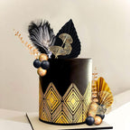 Boho Cake Topper Man Cake Toppers Happy Birthday Cake Topper Black Gold Balls Cake Decorations for Roaring 20s Cake Decoration Wedding Baby Shower Party Decoration