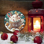 Round Christmas Signs Hot Cocoa Bar Metal Tin Sign Christmas Decor For Home Vintage Christmas Coffee Cocoa Tin Sign Hot Chocolate Bar Sign 8 * 8 in
