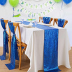 Sequin Table Runners 5 Pieces Royal Blue Table Runners 12x72 Inch Glitter Dining Table Cover for Party Wedding Birthday Reception Banquet Decoration Spring Party Chair Sashes