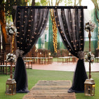 10×10ft Black Tulle Backdrop Curtain with Lights String for Parites, Sheer Photo Backdrop Curtains for Wedding Party Photography Background