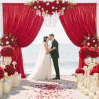 gogoparti 10x10FT Red Sequin Backdrop Curtain - 2 Panels of 5x10FT Wrinkle-Free Glitter Drapes for Photography, Birthdays, Weddings & Graduations
