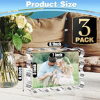 Aheroi 5x7 Acrylic Photo Frames, 3 Pack Clear Picture Sign Holder Freestanding Magnetic Scalloped Picture Frames for Desktop Display, Thickened Frameless Double Sided Acrylic Sign Holder, No Instal