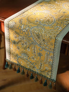 13×72 Inch Table Runner, Retro-Luxury Tassels Series for Kitchen Dining Table Holiday Decoration (Yellow Pheonix)
