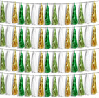 4P Sage-Green Beige-Mint Gold Foil Fringe Metallic Tassel Garland Banner, Tassels Banner Streamers for Parade Floats, Bachelorette, Wedding, Birthday, Christmas, Bridal/Baby Shower Party Decorations