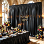 Black Satin Backdrop Curtains 2 Panels - Glitter Photo Drapes for Baby Shower, 10x10FT Shimmer Back Drop Cloth, Wrinkle Free for Birthday Party Prom Wedding Photoshoot Background