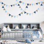 Dusty Blue Party Decoration Gray Blue Felt Hanging Triangle Mini Bunting Pennant Banner Flag for Baby Shower Birthday Wedding Nautical Ahoy Achor Bridal Shower Engagement Party Classroom Nursery Decor
