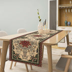 Vintage Paisley Bohemian Table Runner Beige Red Rustic Farmhouse Home Kitchen Table Dining Coffee Room Garden Party Wedding Decor 13x36in