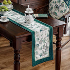 patdrea Designer Elegant French Floral Velvet Table Runner, Teal with Blossoms Pattern Table Mat, Decoration for Kitchen Dining Coffee Table Shelf Cabinet Banquet Thanksgiving,12"*71"