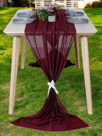 MDS Halloween Chiffon Table Runner - 20 Pack, 29 x 170 Inches, 14ft Each - Sheer Spooky Table Runners for Haunted House Parties, Trick-or-Treat Tables, Witchy Décor, Wedding & Events - Burgundy