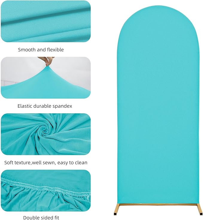 Wedding Arch Cover 7.2FT 6.6FT 6FT Arch Backdrop Cover Spandex Fitted Arch Cover for Round Top Chiara Backdrop Stand Covers for Wedding Birthday Party Baby Shower Banquet Ceremony Decoration