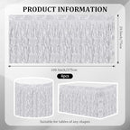 4 Pack 29.5x108 Inch Metallic Foil Fringe Tinsel Table Skirts, Streamer Garland Curtains Backdrop for Rectangle Tables Wedding Birthday Parade Floats Christmas Party Decoration(Silver)