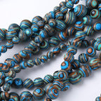Blue Peacock Turquoise Stone Beads Gemstone Round Crystal Energy Jade Beads Stone Beads for Jewelry Making DIY Bracelet Necklace Jewelry Making 1 Strand 15.5inch 35PCS 10MM