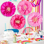 SUNBEAUTY 20" Giant Hot Pink Tissue Paper Flowers - 4 PCS Large Crepe Tissue Fiesta Flowers Party Birthday Decorations Sunset Autumn Thanksgiving Wedding Backdrop Bridal Baby Shower Nursery Wall Decor