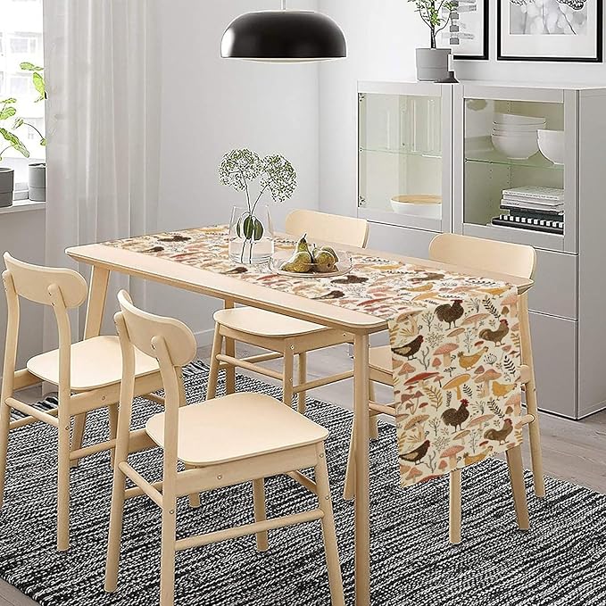 Mushroom Table Runner,Retro Natural Plant Famhouse Table Runner for Kitchen Dining Table Home Party Decoration 13x120 Inch