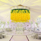 5 Pack Yellow Wisteria Hanging Flowers, 3.44 Ft Fake Hanging Flowers, Artificial Wisteria Garland Vines for Wedding Room Backdrop Outdoor Patio Garden Decoration