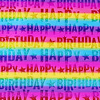 LeZakaa Holographic Birthday Wrapping Paper Roll, Happy Birthday Lettering with Colorful Stars, Rainbow Metallic Foil, with Cut Lines, for Boys Girls, Mini Roll, 17 inches x 32.8 Feet