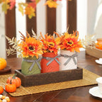 Thanksgiving Fall Mason Jar Centerpiece for Table with Artificial Flowers, Set of 3 Mason Jars Farmhouse Decor Decorative Jars for Thanksgiving Home Decor, Thanksgiving Dinner Table Centerpiece