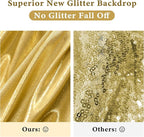 Outpain 10x10ft Gold Sequin Backdrop Curtains -Heavy Duty Gold Photography Backdrops with Non-Shedding Glitter, Wrinkle-Free Stage Drapes for Wedding/Christmas/Studio Shoots (5x10ft 2 Panels)
