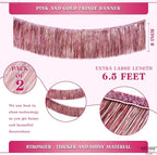 KatchOn, XtraLarge Pink Fringe Banner - 6.5 Ft,Pack of 2 | Fringe Garland, Pink Streamers for Birthday,Gender Reveal, Bachelorette Party Decorations | Flamingo Party Decorations