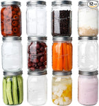 Mason Jars 32 oz Glass Canning Jars 12 Pack Wide Mouth Mason Jar With Airtight Lids