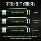 Scriveiner Personalized British Racing Green Pen - Stunning Green Lacquer Luxury Pen w/Chrome Finish, German Schmidt Nib (Medium), Best Engraved Fountain Pen Gift Set for Men & Women, Name Engraving