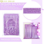 8ft x 8ft Light Purple Sequin Backdrop Curtain Glitter Photo Booth Backdrop for Wedding Birthday Baby Shower Event Decorations