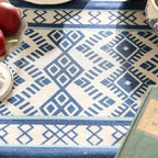 Chinoiserie Blue Stripe Cloth Runner for Table,Decorative Farmhouse Linen 87 Inches Long Table Runners,Decor Tabletop for Kitchen,Dining,Party,Home,Christmas,12"*87"