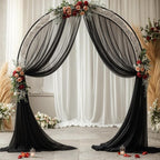 Wedding Arch Draping Fabric,1 Panel 18FT Black Sheer Chiffon Curtain Drapes 6 Yards for Wedding Ceremony Birthday Party Decoration