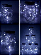 Decorman Solar Mason Jar Lid Lights, 6 Pack 20 LED Waterproof String Fairy Star Firefly Jar Lids Lights for Patio Garden Yard Lawn Party Wedding Christmas Decoration(Jars & Hangers Not Included)