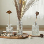 Glass Bud Vase Set of 3 Pcs Small Minimalist Vases for Flowers, Vintage Rustic Home Decor for Table Centerpiece Wedding Party, Modern Clear Aromatherapy Bottle for Living Room Bedroom