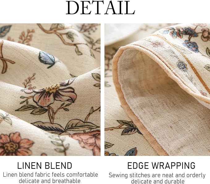 ISAENNE Designer Linen Table Runner 102 Inches Long,Elegant Floral Bird Pattern Table Runners for Dining Room,Farmhouse Rustic Kitchen Decor,Thanksgiving,Christmas,12"*102"-Cornucopia
