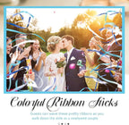 Taiyin 150 Pcs Lace Ribbon Stick Wands Wedding Wand Streamers with Bell Silk Ribbon Fairy Wand Wedding Send Off Streamer for Baby Shower Holiday Party Favors(Dark Blue,Light Blue)