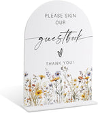 Wedding Signs for Ceremony and Reception, Boho Floral Please Sign Our Guestbook, Wedding Signage with Stand, Bridal Shower Table Centerpieces, Supplies for Engagement Reception and Event Party, 32
