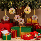 LANGXUN 6pcs Donut Candy Land 2025 Xmas Birthday Party Wedding Suppiles Decoration, Hanging Candy Cane Christmas Tree Décor, Christmas Decorative Hanging Ornaments Crafts