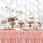 3 Pack 29x108 Inch Rose Gold Foil Fringe Table Skirts Metallic Banner for Tinsel Streamer Garland Backdrop for Parade Floats Wedding Thanksgiving Birthday Christmas Halloween Party Decoration