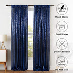 ShinyBeauty Sparkle Backdrop Curtain Navy Blue 2 Panels Set Sequin Photo Backdrop 2FTx8FT Sequin Backdrop Curtain Pack of 2-1220S