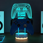 Light up Headset and Controller Stand, 16 Colors 3D LED Lights Gamepad Headphone Holder with Remote Control, Game Controller Hanger for All Universal Gaming PC Accessories