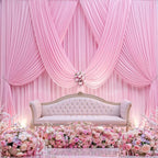 10×12ft Wrinkle Free Pink Backdrop Curtain for Wedding Parties, 2 Panels 5×12ft Long Soft Silky Polyester Backdrop Drapes Baby Pink Photo Back Drop Curtains for Party Photography Background Cloth