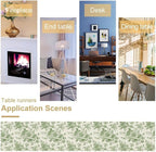Vintage Flower Table Runner, Wildfloral Green Floral Sketch Pattern Print Table Runner for Kitchen Dinning Table Runner Decor Home Wedding Party Holiday, 13x36 Inch