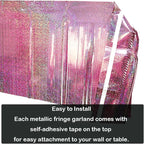 4 Pack Total 40 Feet Foil Fringe Garland Lilac Metallic Wall Hanging Drapes Tassel Skirting Tinsel Streamers for Parade Float Trailer Mardi Gras Party Birthday Wedding (Iridescent Purple)