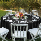 Ruisita 120 Inches Round Satin Tablecloths Black Overlay Round Satin Table Cover Bright Silk Tablecloth Smooth Fabric Tablecloth for Wedding Banquet Table Decoration