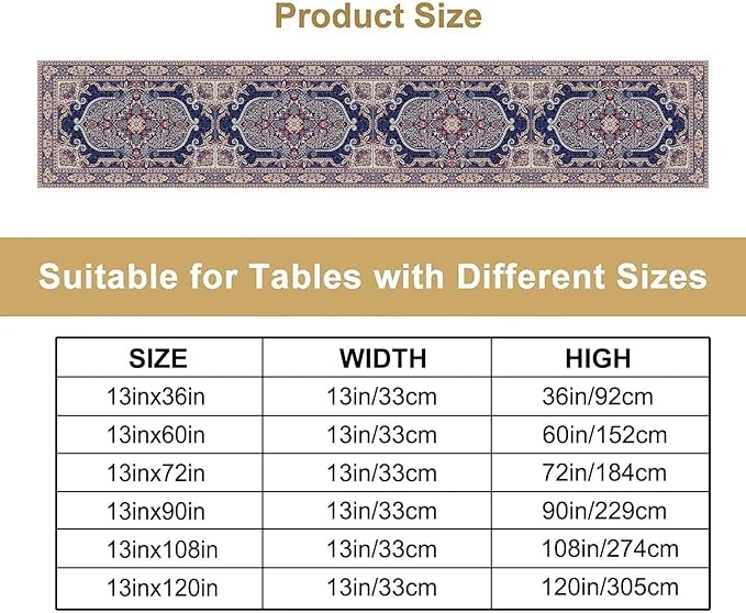Vintage Boho Floral Table Runner, French Rustic Country Farmhouse Purple Golden Bohemia Flower Pattern for Home Kitchen Table Decor Dining Coffee Room Party Decor 13x60in