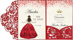 DORIS HOME 50pcs Laser Cut Quinceanera Invitation Pockets with Envelopes Red, 5.12" x 7.12"Invitation Cards for Birthday, Miss 15, Sweet 16 (No Inserts Included)