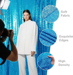 Turquoise Sequin Backdrop Curtain 2 Pieces 2FTx8FT Glitter Photography Backdrop for Party Wedding Birthday Christmas Decorations